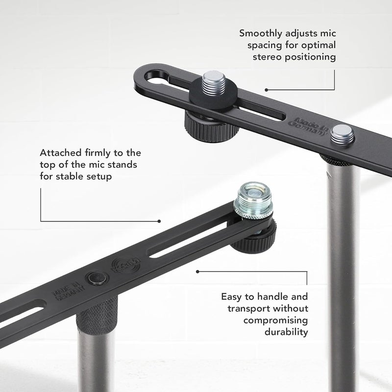 K.M König & Meyer 23550.500.55 Microphone Bar | Adjustable Positioning for Two Mics or Booms | 5/8“ Thread Stand Connector | Professional Choice Made in Germany Black - Image 4